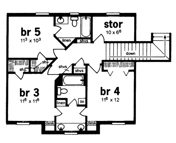 House Design - European Floor Plan - Upper Floor Plan #36-563