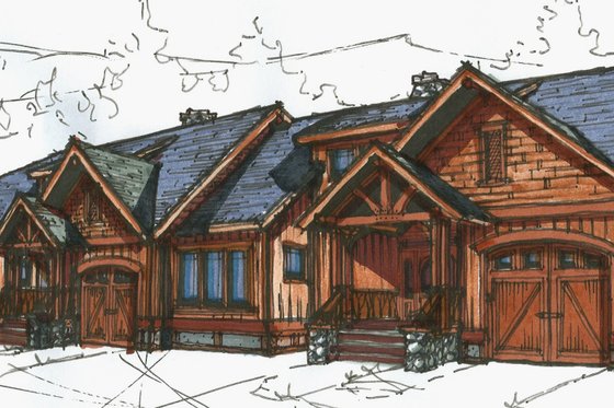 Exterior - Front Elevation 3 for Craftsman House Plan #921-7 - 2 bed, 2 bath