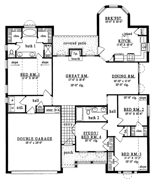 Architectural House Design - Country Floor Plan - Main Floor Plan #42-537
