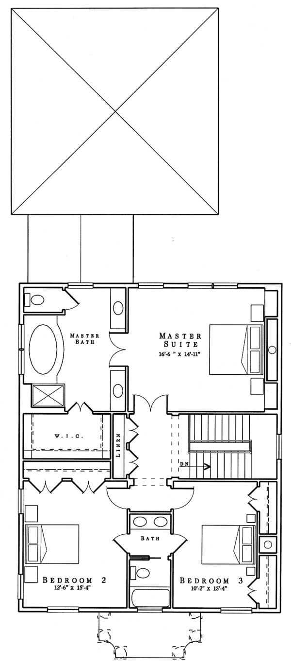 Architectural House Design - Classical Floor Plan - Upper Floor Plan #992-1
