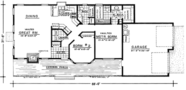 House Blueprint - Country Floor Plan - Main Floor Plan #303-464