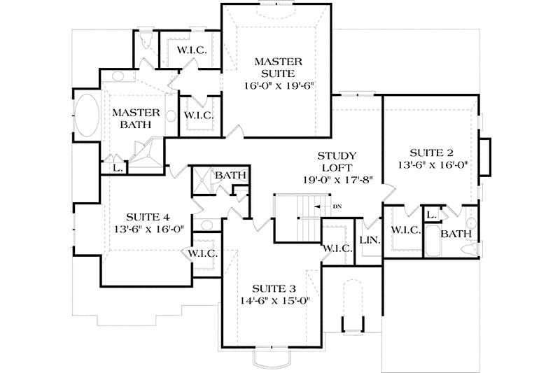 Home Plan - Floor Plan - Upper Floor for Country House Plan #453-170 - 5 bed, 4.5 bath
