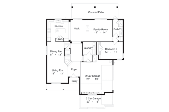 Floor Plan - Main Floor for European House Plan #417-418 - 5 bed, 5 bath