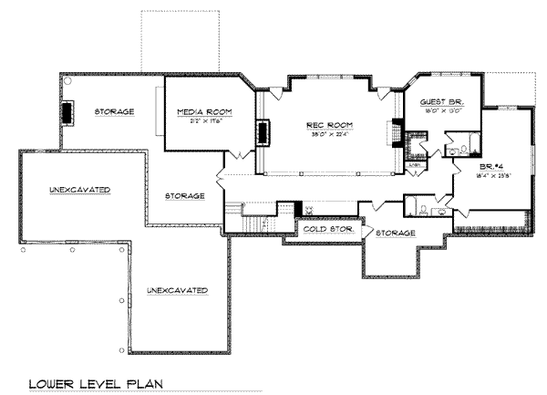 House Blueprint - European Floor Plan - Lower Floor Plan #70-769