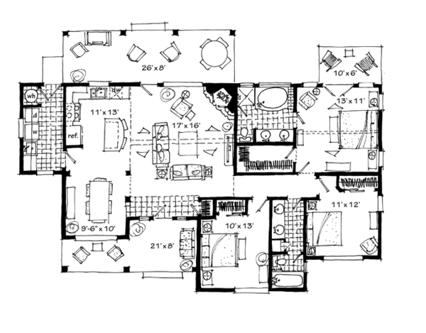 Architectural House Design - Ranch Floor Plan - Main Floor Plan #942-21