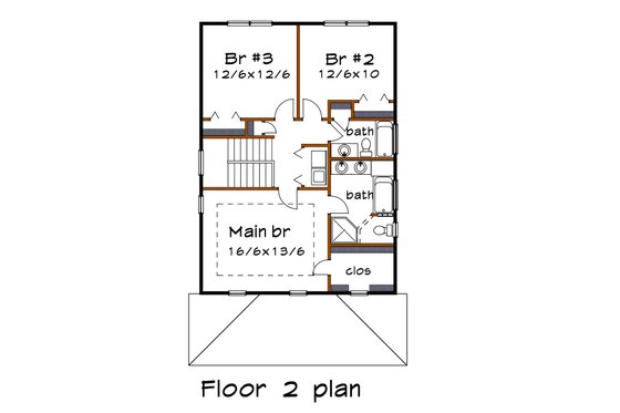 Floor Plan - Upper Floor for Country House Plan #79-354 - 3 bed, 2.5 bath