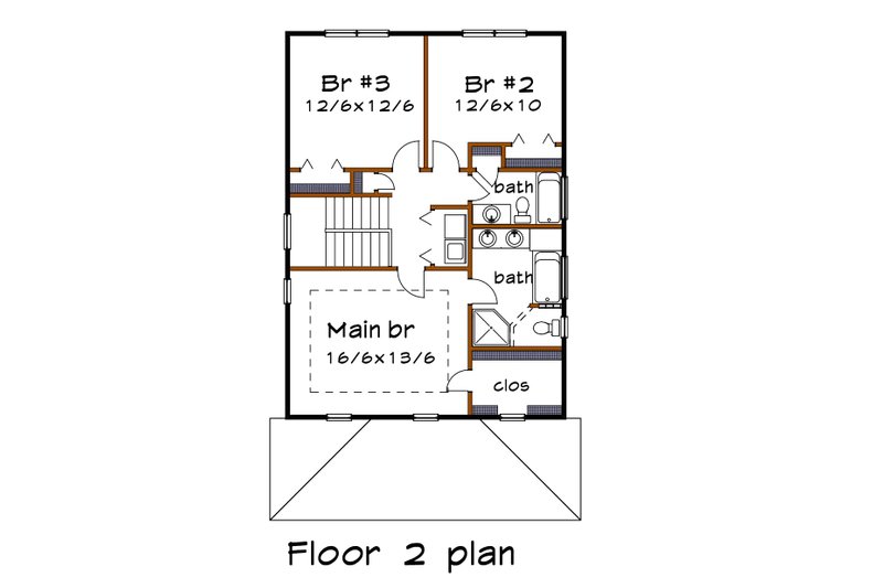 Architectural House Design - Floor Plan - Upper Floor for Country House Plan #79-354 - 3 bed, 2.5 bath