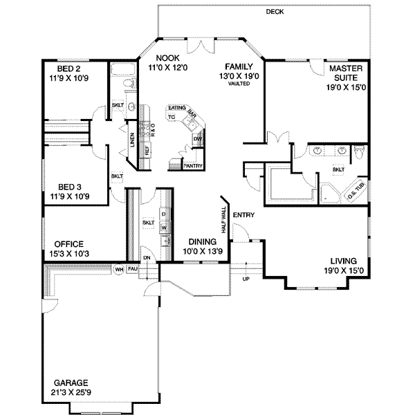 Architectural House Design - Ranch Floor Plan - Main Floor Plan #60-261