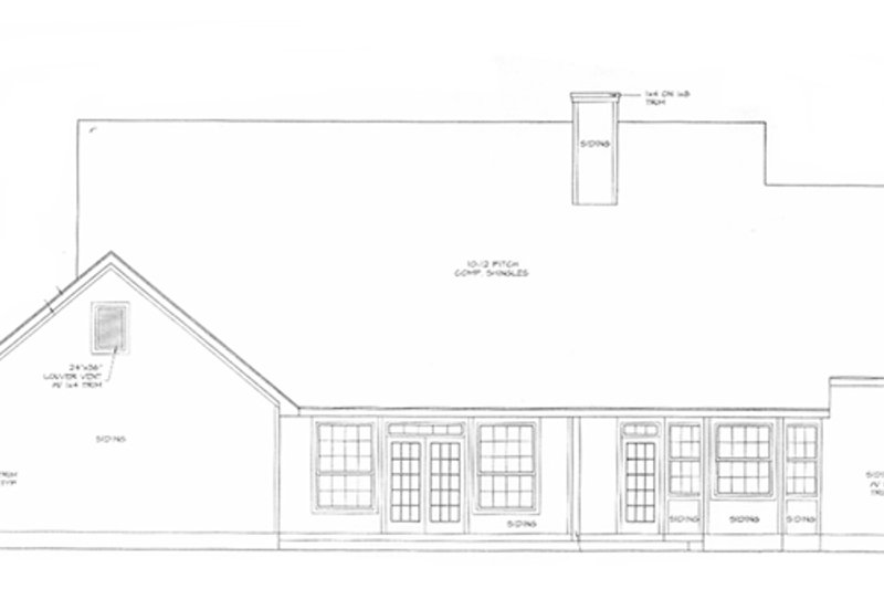 House Blueprint - Exterior - Rear Elevation for Country House Plan #472-144 - 3 bed, 2.5 bath