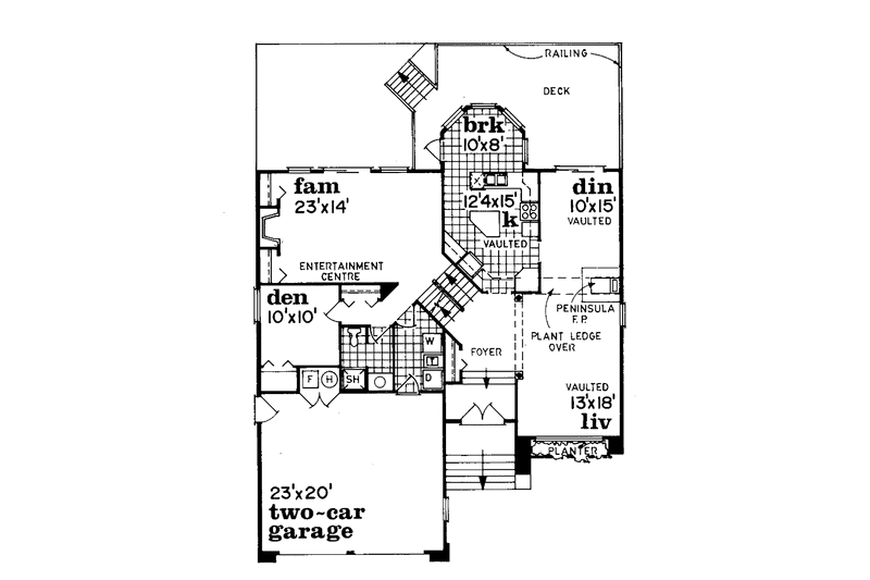 Architectural House Design - Floor Plan - Main Floor for Craftsman House Plan #47-770 - 3 bed, 3 bath