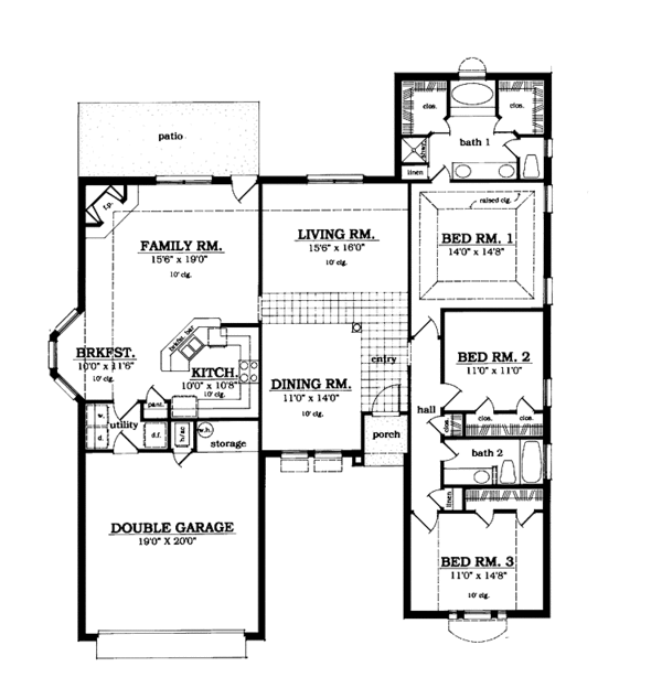 Architectural House Design - Mediterranean Floor Plan - Main Floor Plan #42-682