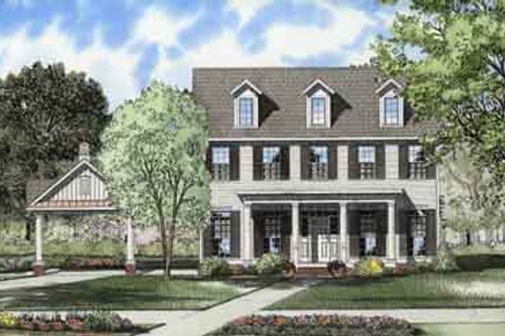 Exterior - Front Elevation 3 for Colonial House Plan #17-2114 - 3 bed, 2.5 bath