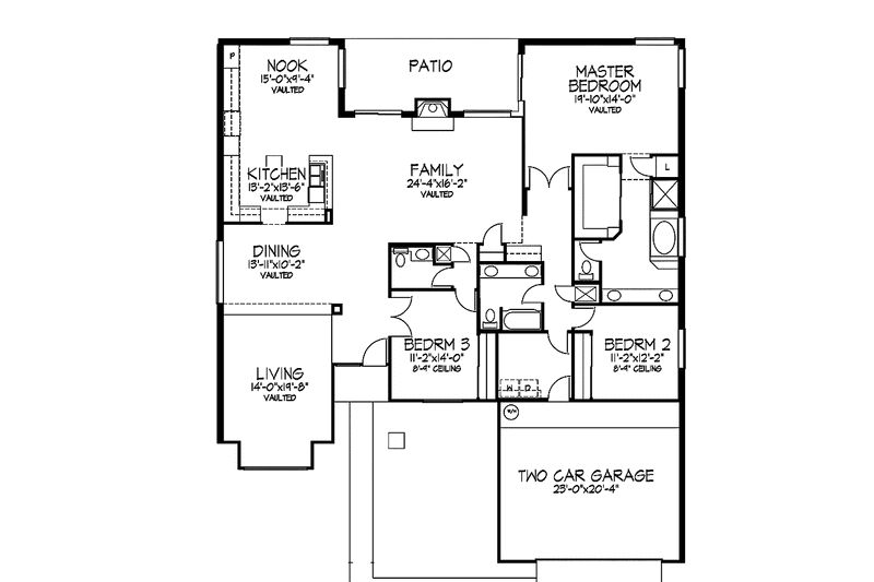 Home Plan - Floor Plan - Main Floor for Mediterranean House Plan #320-983 - 3 bed, 2.5 bath