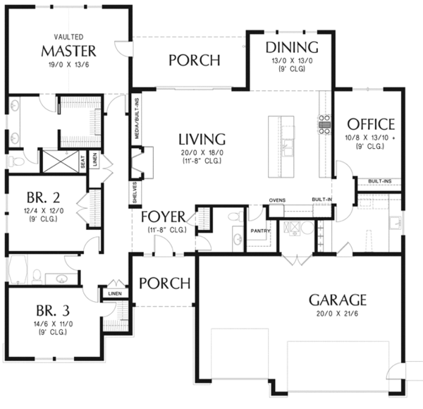 Home Plan - Craftsman Floor Plan - Main Floor Plan #48-897