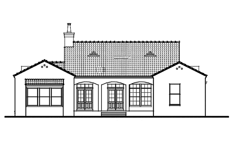 House Plan Design - Exterior - Rear Elevation for Mediterranean House Plan #76-125 - 3 bed, 2.5 bath