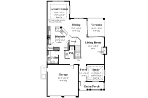 Floor Plan - Main Floor for Prairie House Plan #930-93 - 4 bed, 2.5 bath