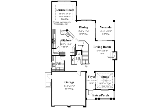 Floor Plan - Main Floor for Prairie House Plan #930-93 - 4 bed, 2.5 bath