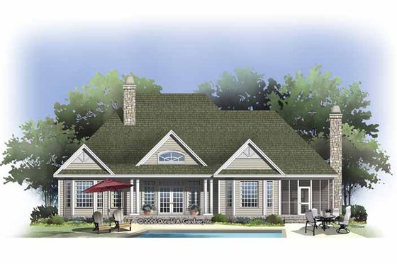 Exterior - Rear Elevation for Craftsman House Plan #929-802 - 3 bed, 2.5 bath