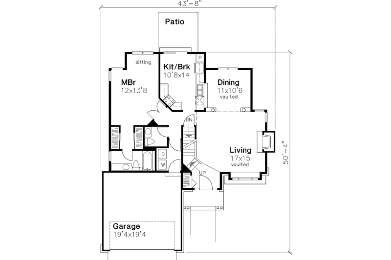 Dream House Plan - Floor Plan - Main Floor for Country House Plan #320-1064 - 4 bed, 2.5 bath