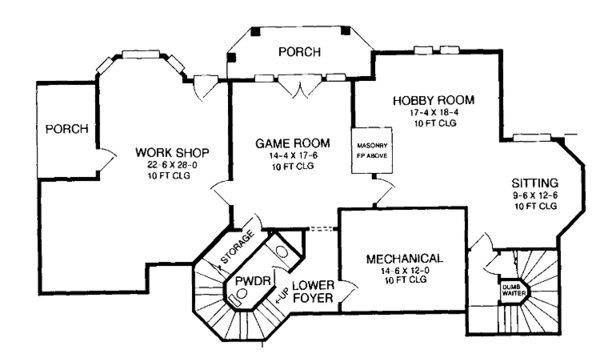 House Blueprint - Tudor Floor Plan - Lower Floor Plan #952-139