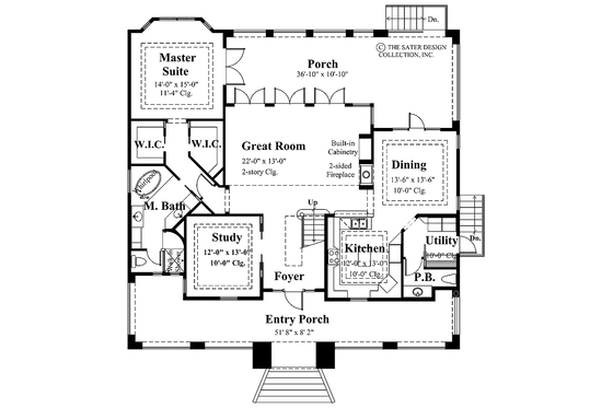 Floor Plan - Main Floor for Craftsman House Plan #930-145 - 3 bed, 3.5 bath