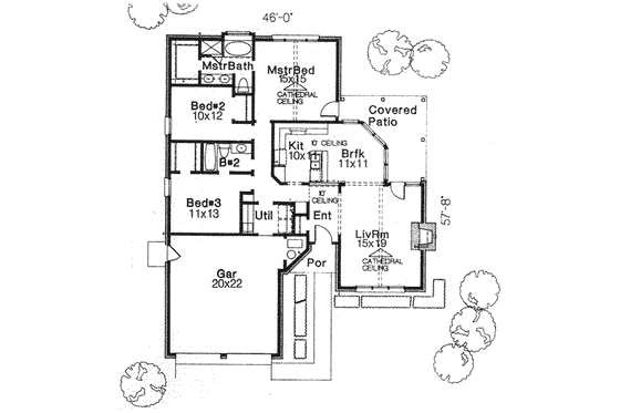 Floor Plan - Main Floor for Traditional House Plan #310-567 - 3 bed, 2 bath