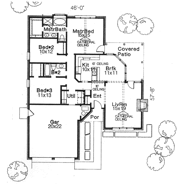 Floor Plan - Main Floor for Traditional House Plan #310-567 - 3 bed, 2 bath
