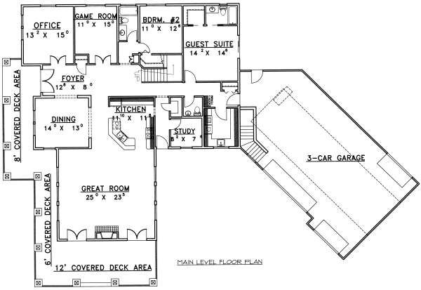 Architectural House Design - Bungalow Floor Plan - Main Floor Plan #117-581