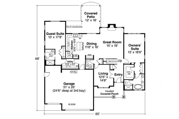 Architectural House Design - Craftsman Floor Plan - Main Floor Plan #124-1212