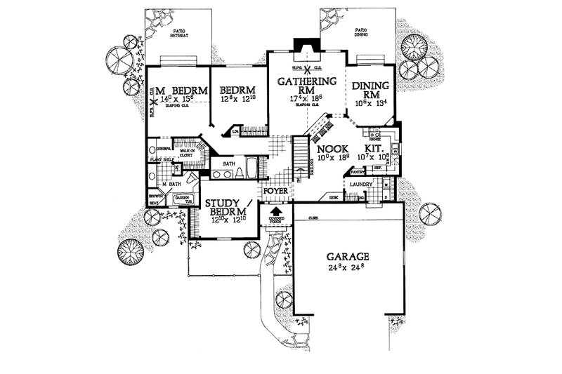 House Design - Floor Plan - Main Floor for Ranch House Plan #72-961 - 3 bed, 2 bath