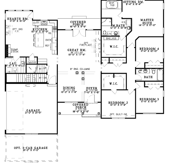 Dream House Plan - Country Floor Plan - Main Floor Plan #17-2948