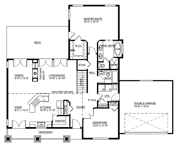 Dream House Plan - Craftsman Floor Plan - Main Floor Plan #126-142