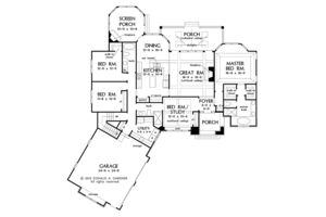 Floor Plan - Main Floor for European House Plan #929-958 - 4 bed, 3 bath