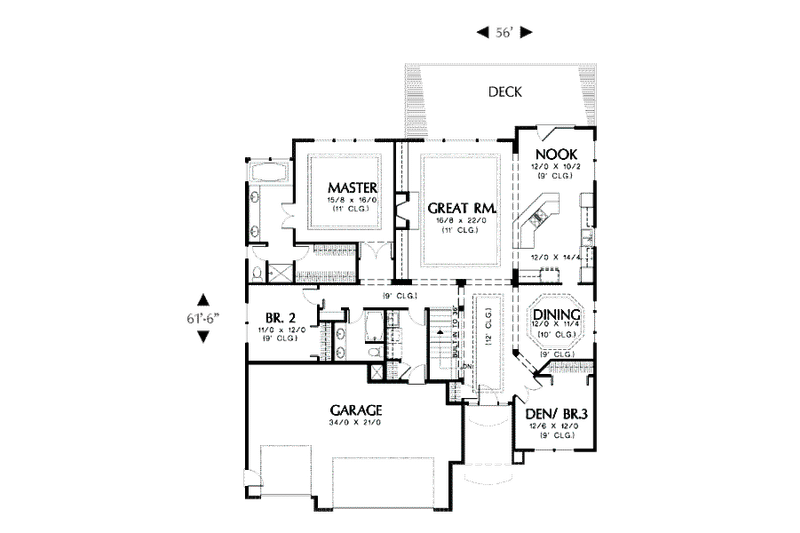 Home Plan - Floor Plan - Main Floor for Mediterranean House Plan #48-426 - 4 bed, 3 bath