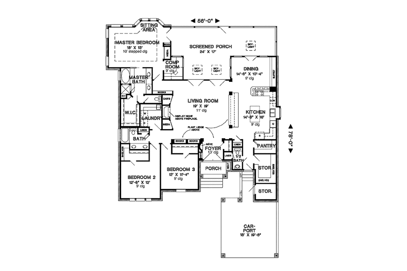 Home Plan - Floor Plan - Main Floor for Country House Plan #968-8 - 3 bed, 2.5 bath