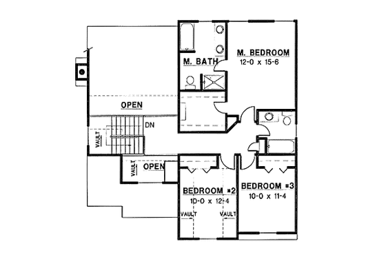 Floor Plan - Upper Floor for European House Plan #67-122 - 3 bed, 2.5 bath