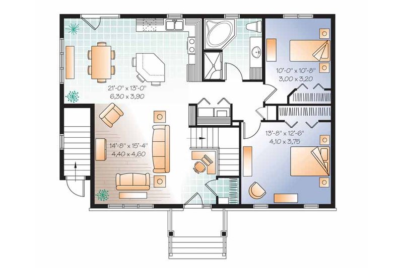 Home Plan - Floor Plan - Main Floor for Colonial House Plan #23-2522 - 4 bed, 2 bath