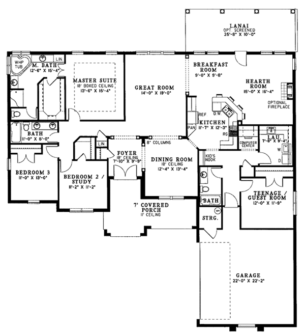 House Design - Mediterranean Floor Plan - Main Floor Plan #17-3188