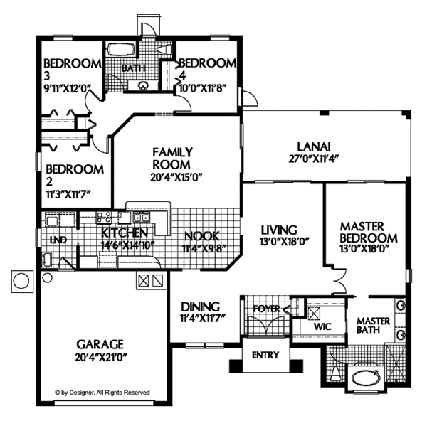 House Plan Design - Mediterranean Floor Plan - Main Floor Plan #999-26