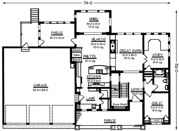 Home Plan - Craftsman Floor Plan - Main Floor Plan #320-1481