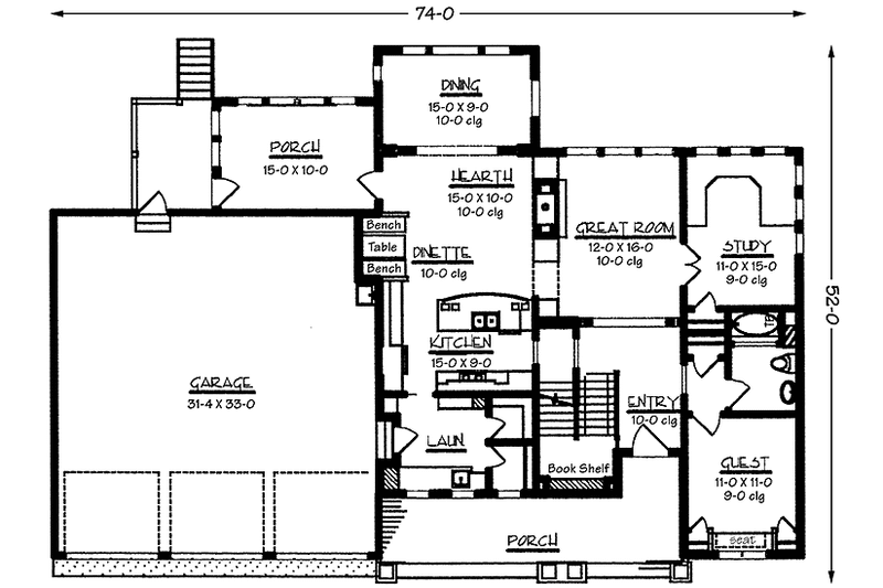 Home Plan - Floor Plan - Main Floor for Craftsman House Plan #320-1481 - 3 bed, 3 bath