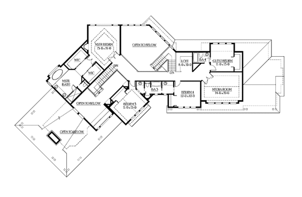 House Blueprint - Craftsman Floor Plan - Upper Floor Plan #132-346
