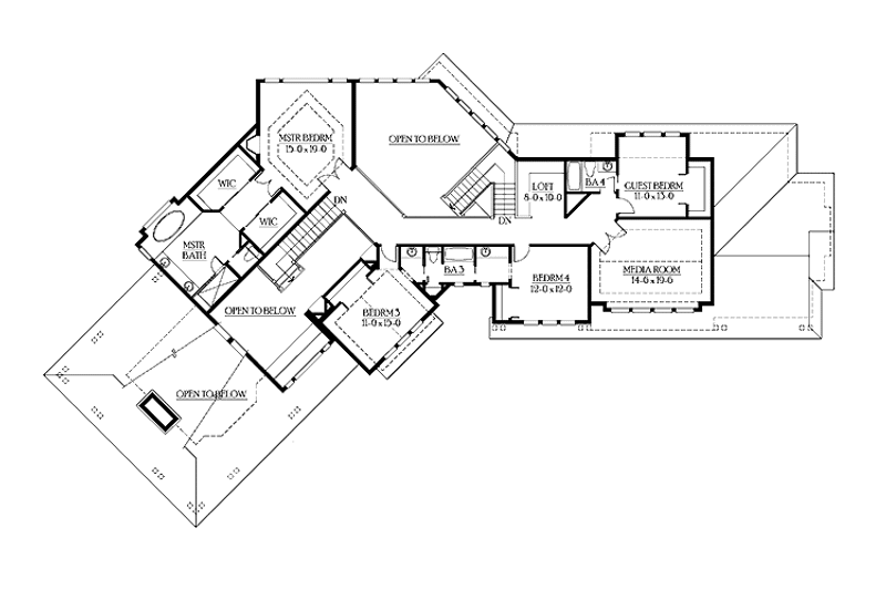 Home Plan - Floor Plan - Upper Floor for Craftsman House Plan #132-346 - 5 bed, 4.5 bath
