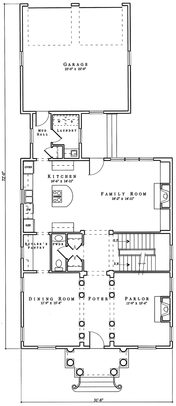 Architectural House Design - Classical Floor Plan - Main Floor Plan #992-1