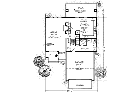 Floor Plan - Main Floor for Modern House Plan #312-183 - 3 bed, 2.5 bath