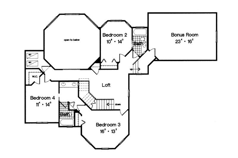 House Blueprint - Floor Plan - Upper Floor for Victorian House Plan #417-545 - 4 bed, 3.5 bath
