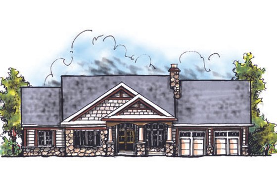 Exterior - Front Elevation 5 for Traditional House Plan #70-236 - 3 bed, 2.5 bath