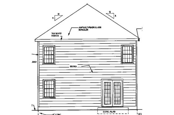 Exterior - Rear Elevation for Traditional House Plan #3-270 - 5 bed, 2 bath