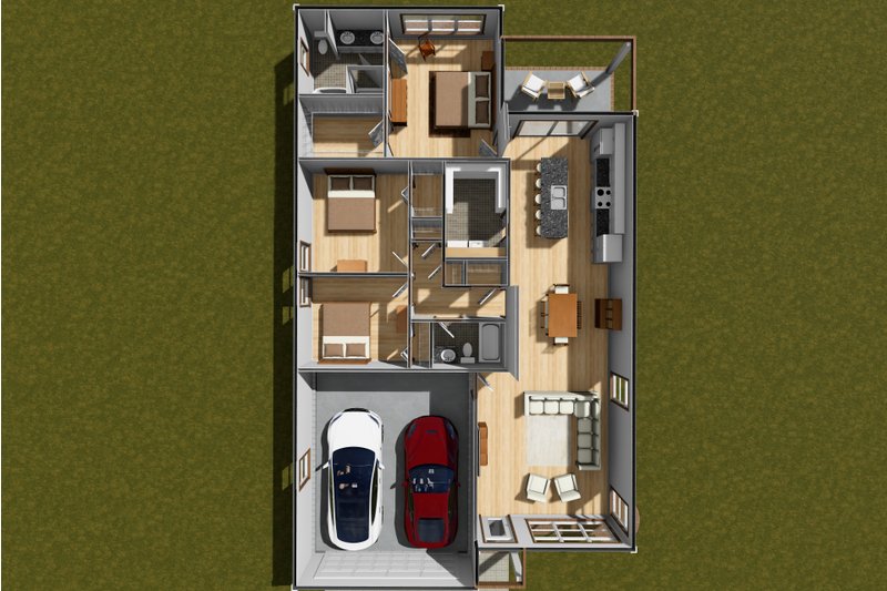 Home Plan - Floor Plan - Main Floor for Cottage House Plan #513-2293 - 3 bed, 2 bath