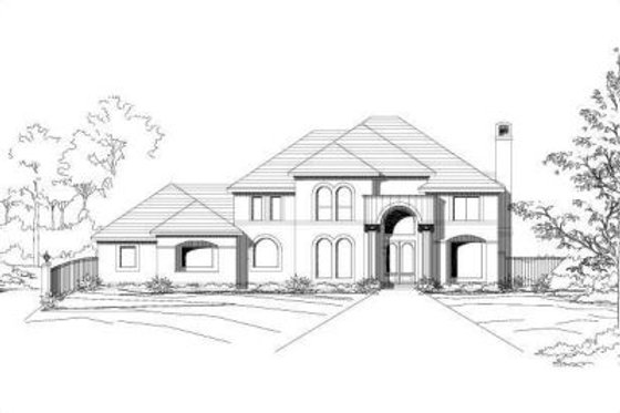 Exterior - Front Elevation for Mediterranean House Plan #411-237 - 4 bed, 3 bath